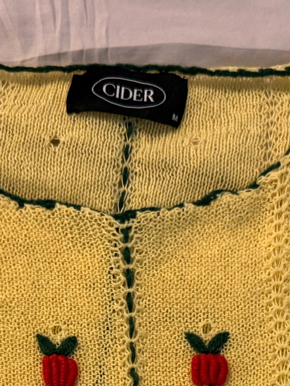 Cider Yellow Knit Scoop Neck Sweater with Red Rose Embroidery - Picture 4 of 4